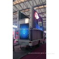 Mobile outside advertising vehicle with 2 side screen panels and a rear screen